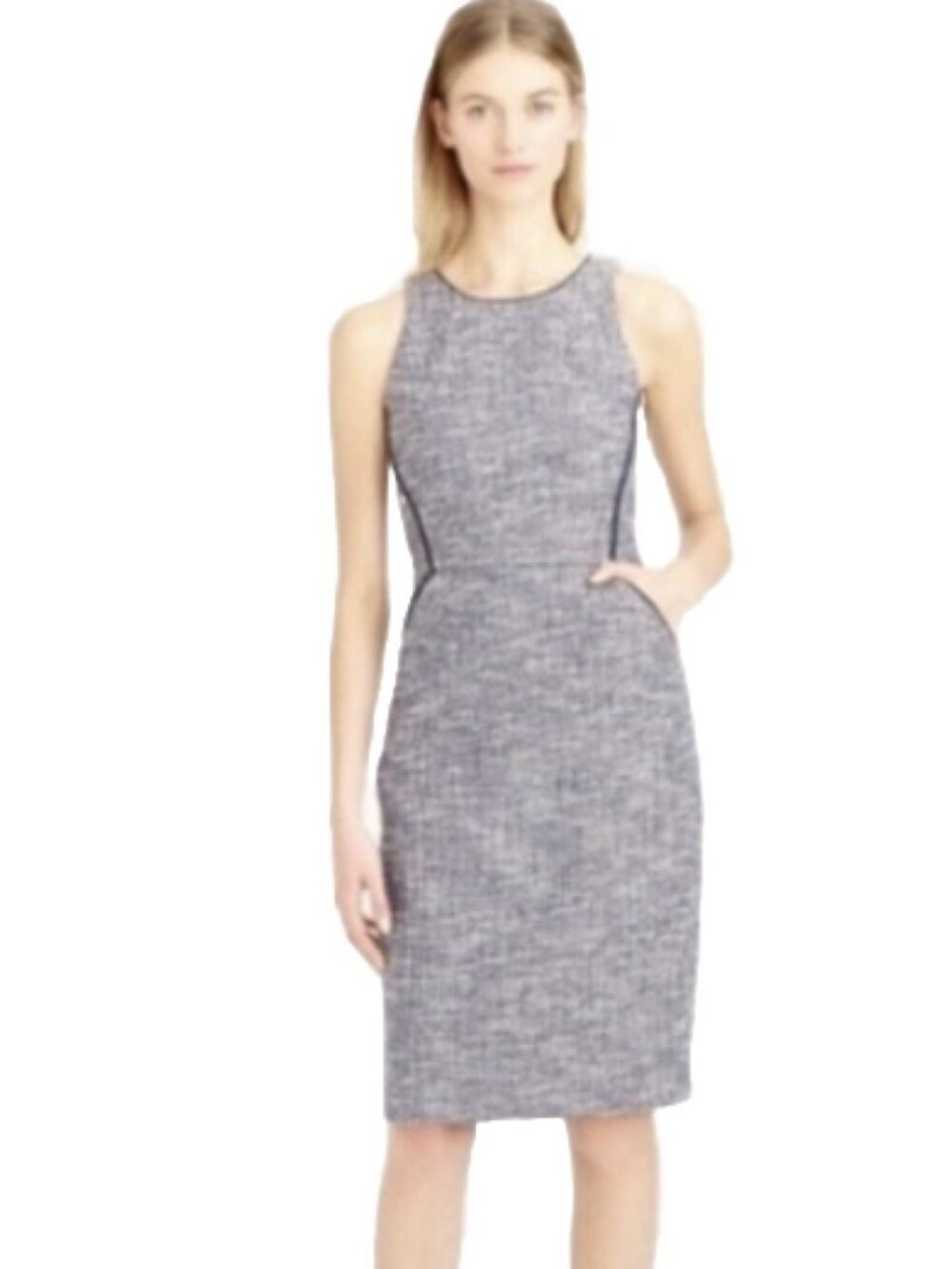 J. Crew Tipped Metallic Tweed Sleeveless Sheath Dress
